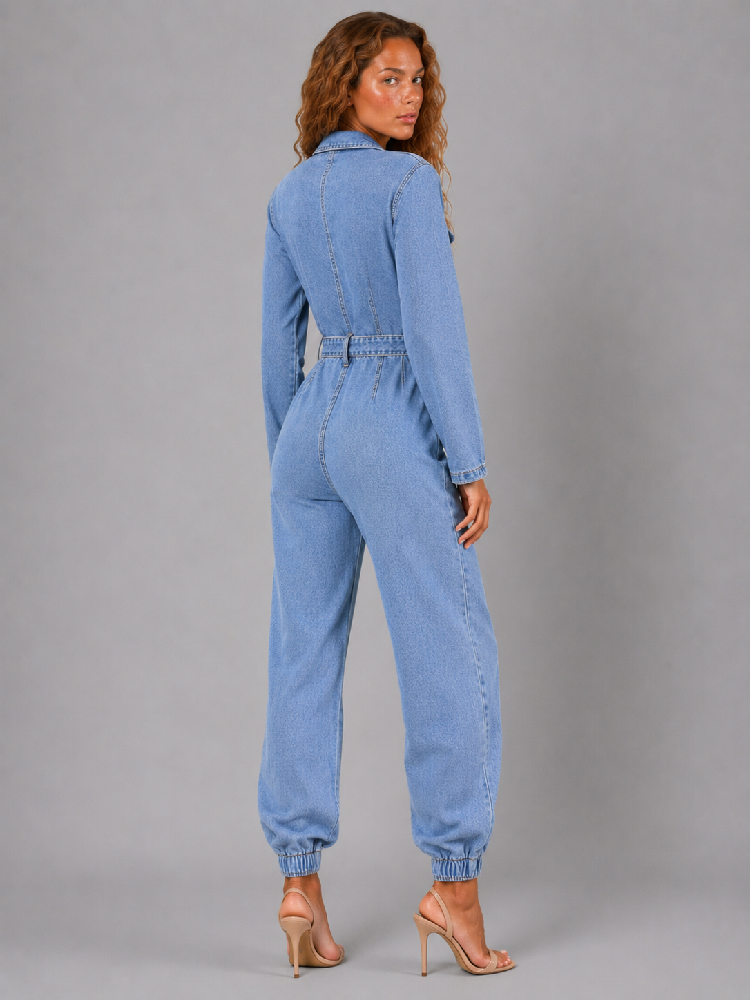 Loovay Feronne Denim Jumpsuit met Ceintuur