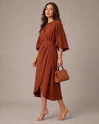 Loovay Evelisse Midi Jurk met Tailleband