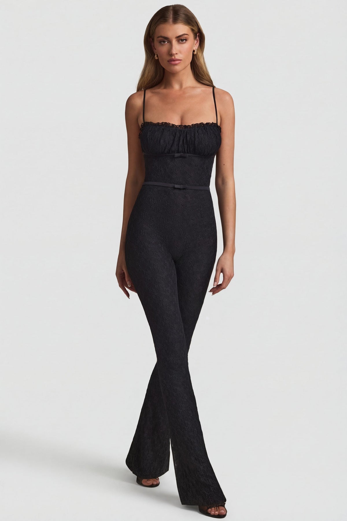 Loovay Arlena Kanten Jumpsuit met Uitlopende Pijpen