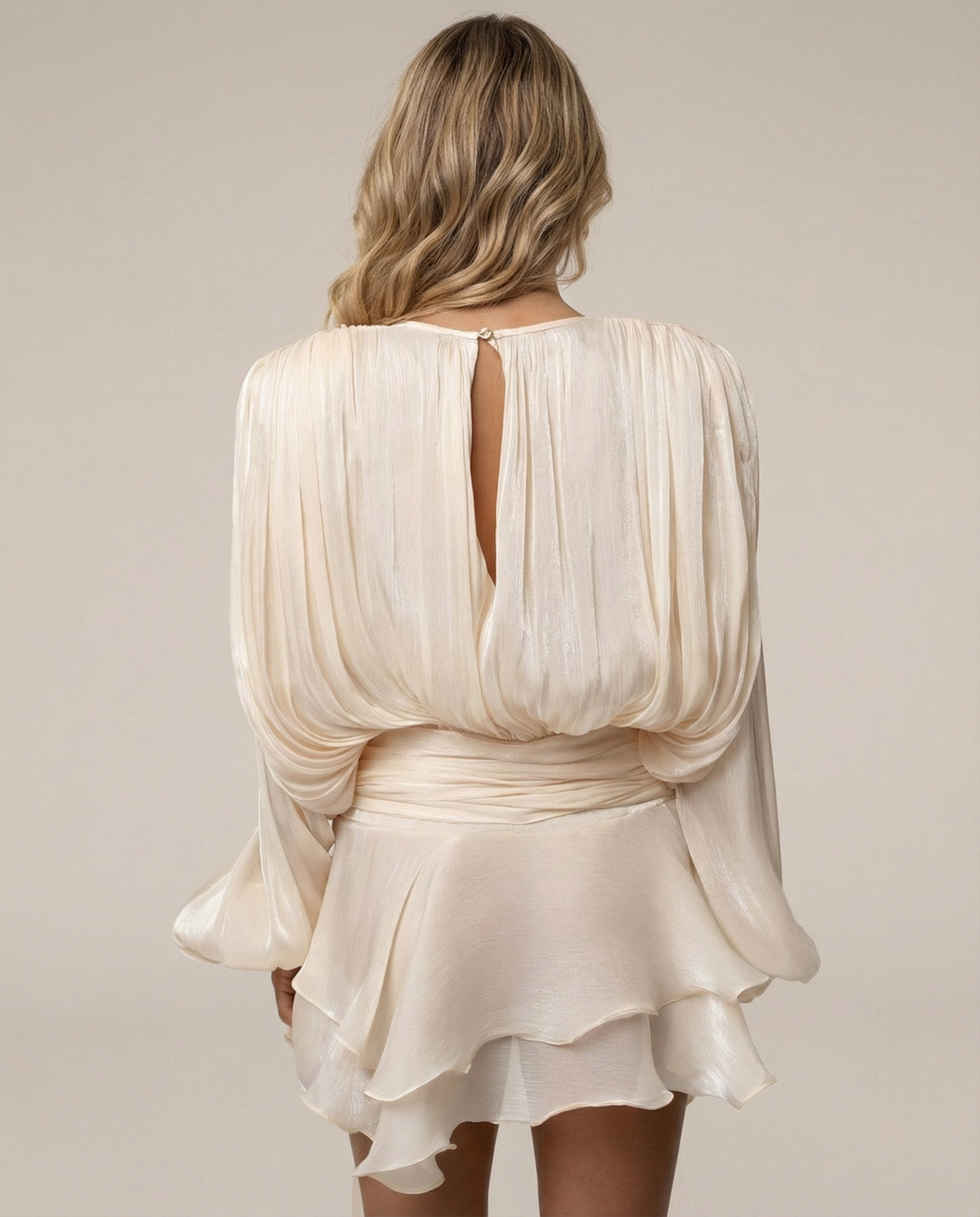 Loovay Èvelette Mini Jurk met Drapering