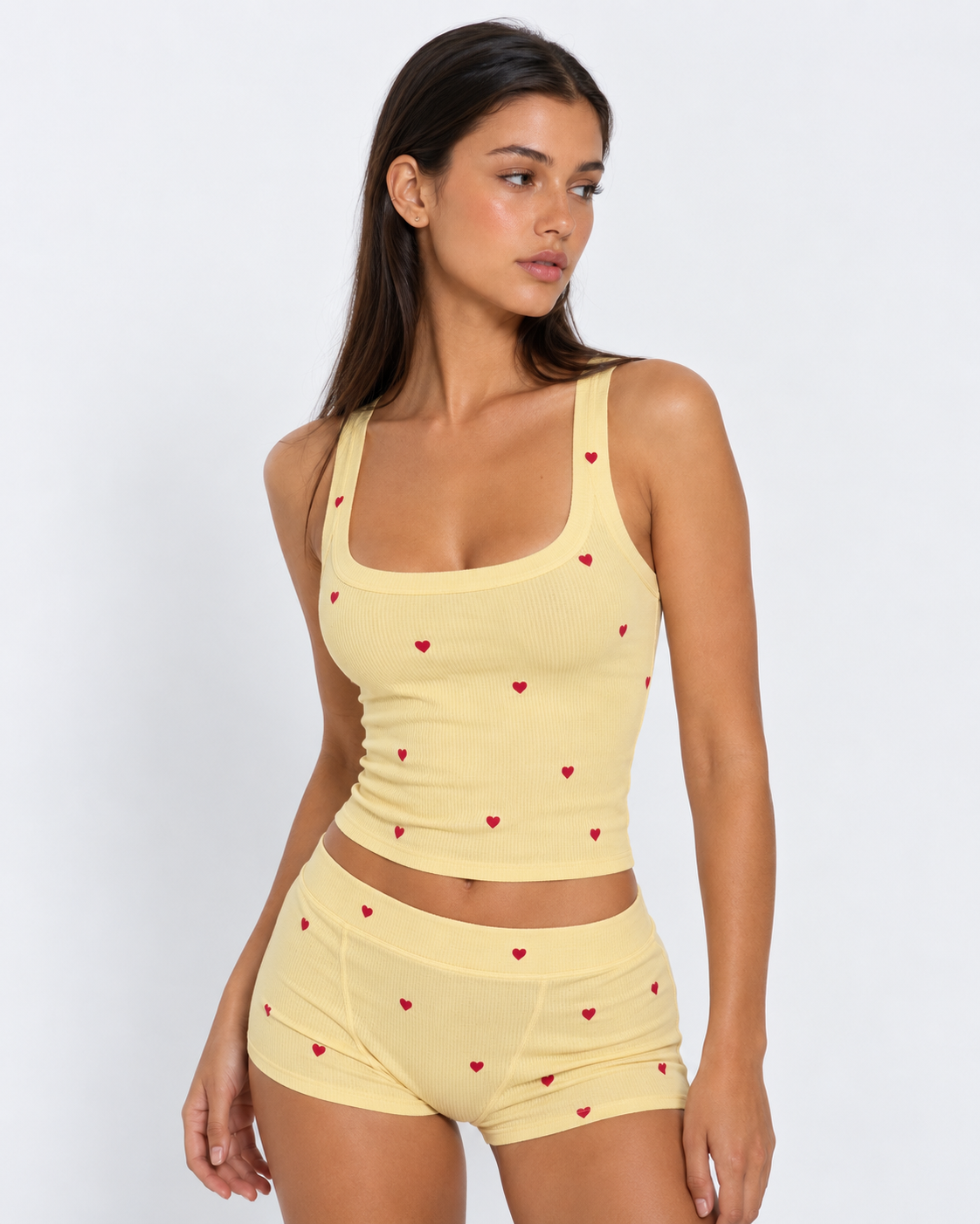 Loovay Amivora Pyjamaset met Hartjesprint en Tanktop