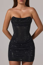 Loovay Zarielle Jurk, Bandeau Mini met Strassdetails