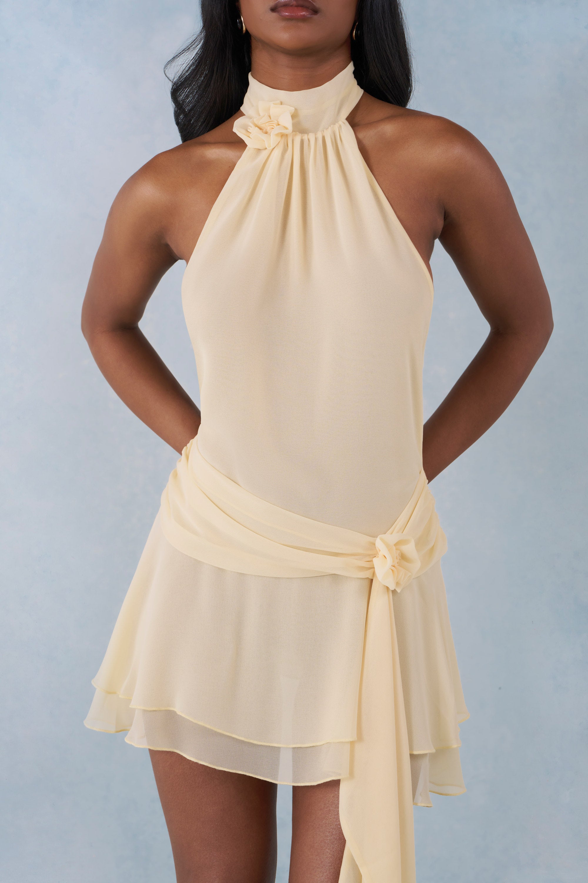 Loovay Floréline Jurk, Halter Mini met Bloemdetail