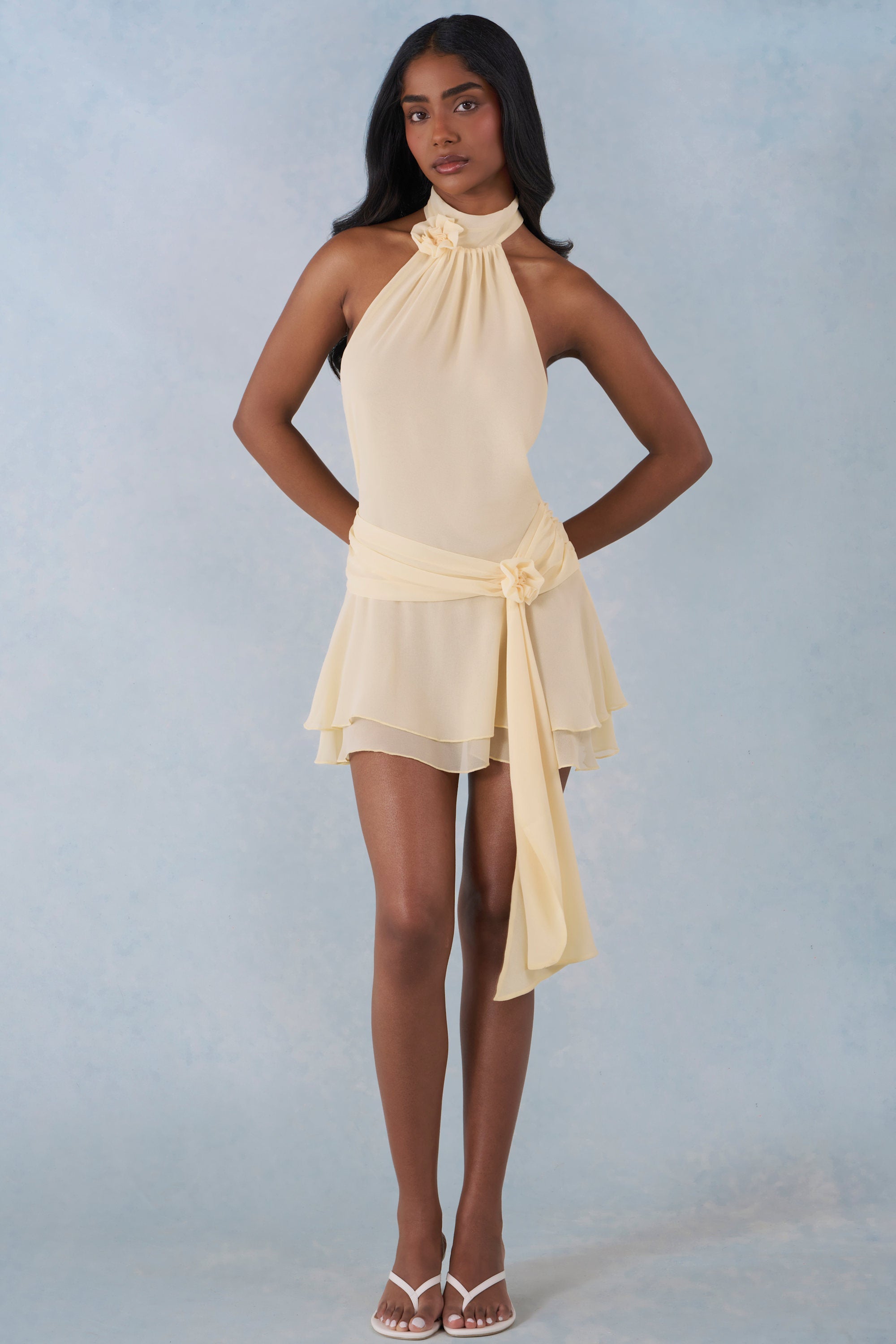 Loovay Floréline Jurk, Halter Mini met Bloemdetail