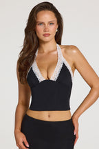 Loovay Opaline Top, Halter met Kantdetail