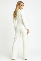 Elegante dames jumpsuit met diepe V-hals en wijde pijpen