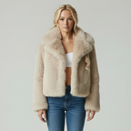 Zachte Faux Fur Jas voor Dames met Sjaalkraag
