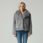 Zachte Faux Fur Jas voor Dames met Sjaalkraag