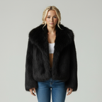 Zachte Faux Fur Jas voor Dames met Sjaalkraag