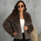 Zachte Faux Fur Jas voor Dames met Sjaalkraag