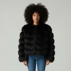 Lange dames winterjas met zachte imitatiebont kraag