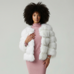 Lange dames winterjas met zachte imitatiebont kraag