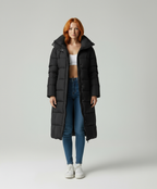 Lange Elegante Winterjas voor Dames met Tailleband