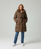 Lange Elegante Winterjas voor Dames met Tailleband