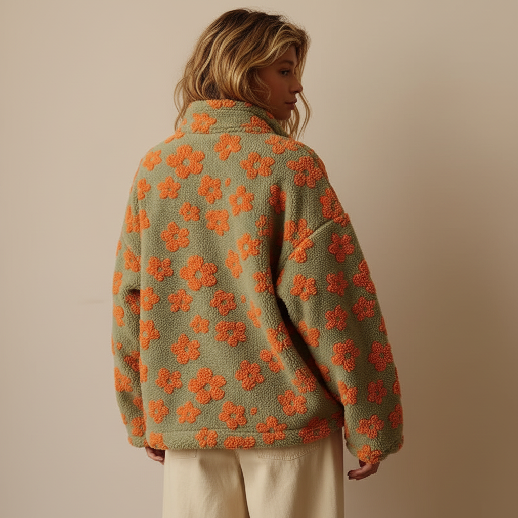 Aveline – Zachte fleece trui met bloemenprint