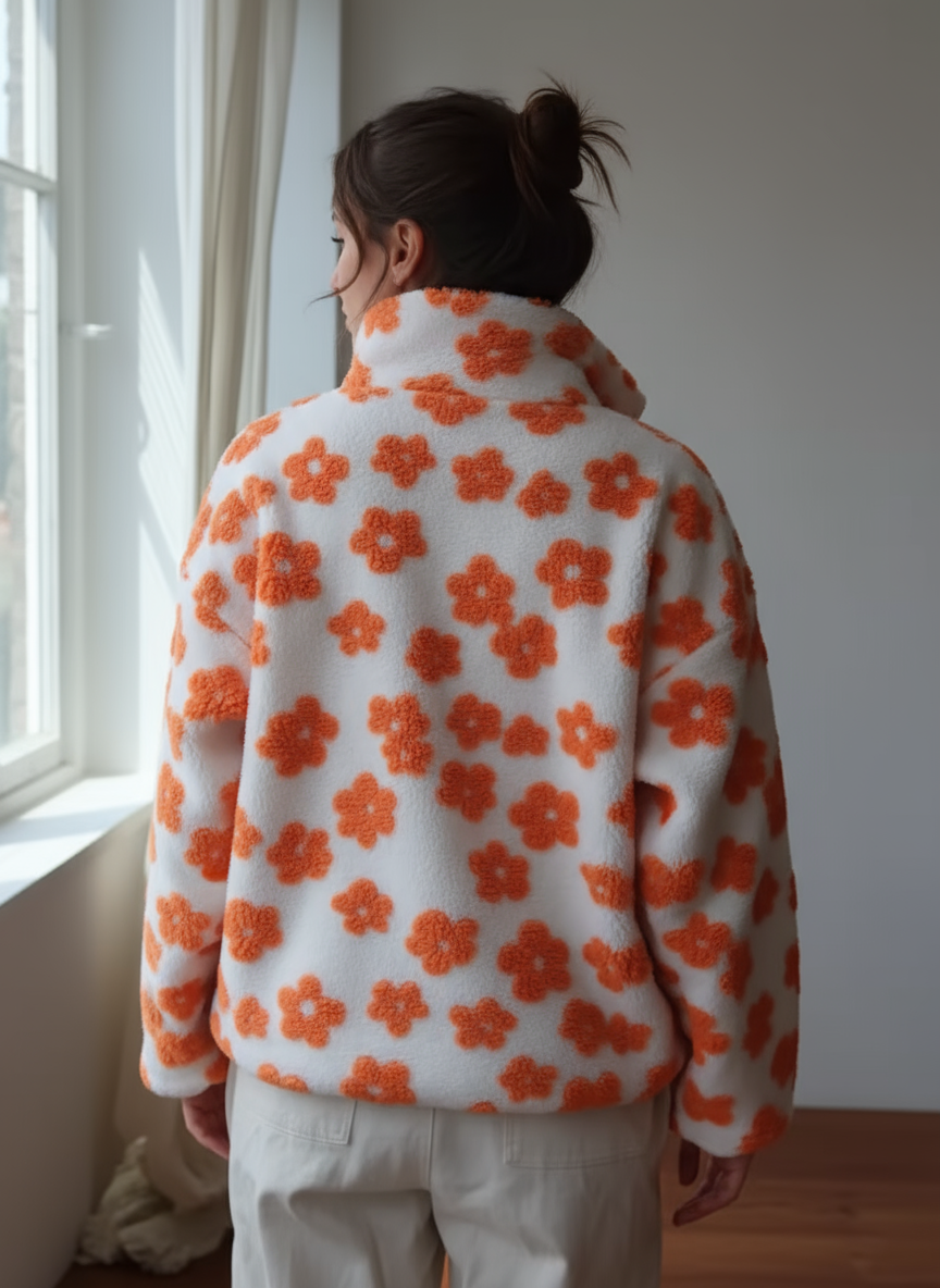 Aveline – Zachte fleece trui met bloemenprint