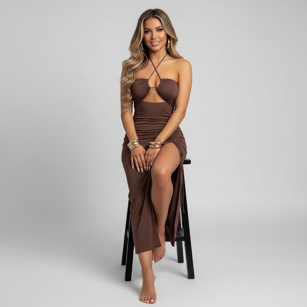 Arielle - Maxi-jurk met cut-out detail en flatterende pasvorm