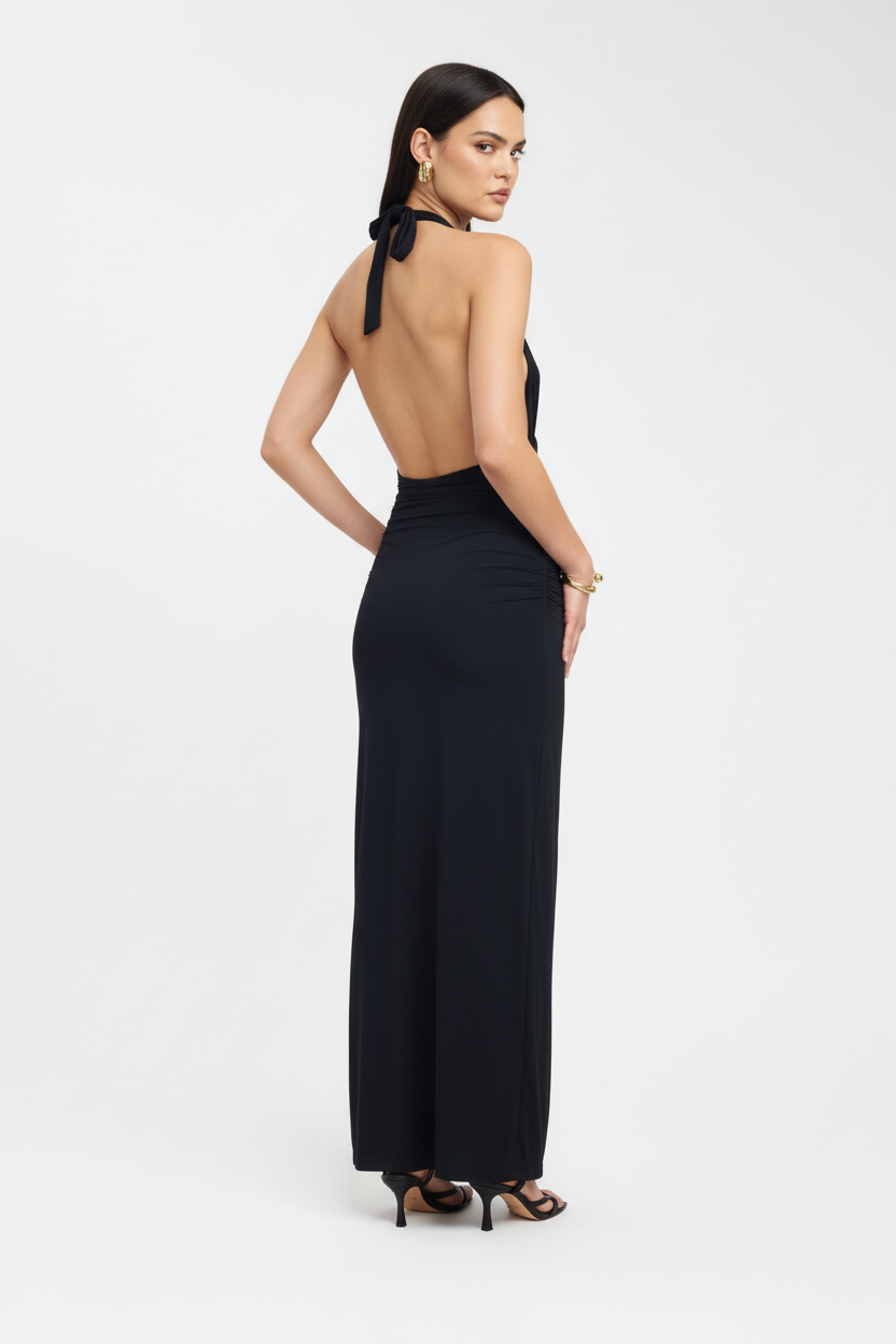 Elizabeth - Maxi jurk met elegante halslijn en flatterende pasvorm