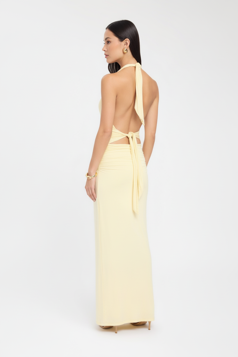 Elizabeth - Maxi jurk met elegante halslijn en flatterende pasvorm