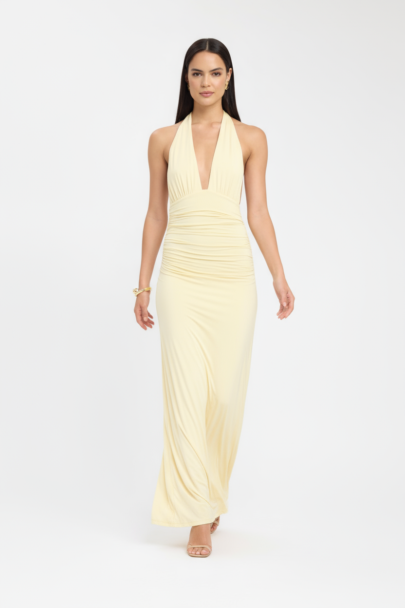 Elizabeth - Maxi jurk met elegante halslijn en flatterende pasvorm