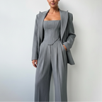 Elegante 3-delige set – blazer, broek & corset-stijl top