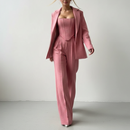 Elegante 3-delige set – blazer, broek & corset-stijl top