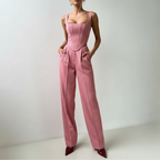 Elegante 3-delige set – blazer, broek & corset-stijl top