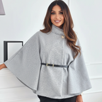 Elegante tweed jas met ceintuur en vleermuismouwen