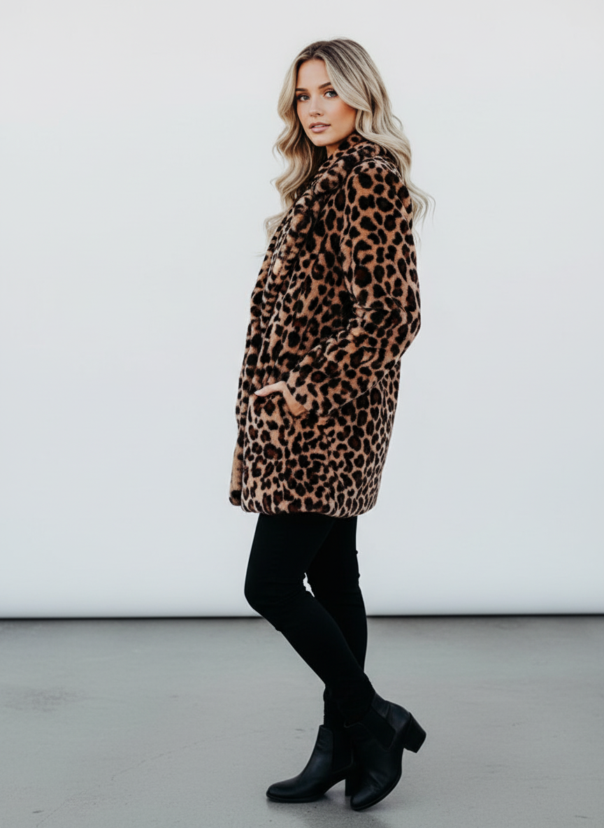 Leona - Faux Fur Jas met Luipaardprint – Warm, Luxe & Onweerstaanbaar Trendy