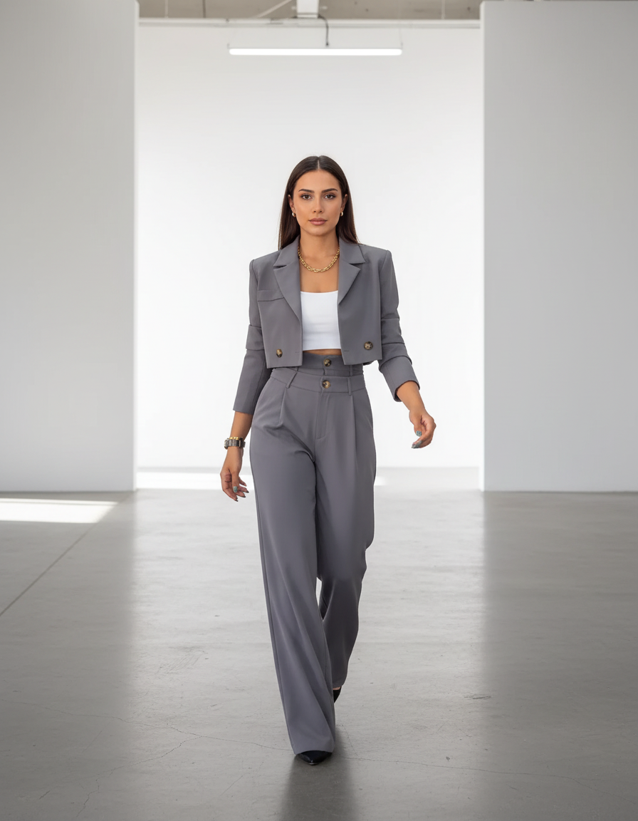 Camille - Cropped Blazerpak met High-Waist Broek – Modern, Chic & Onweerstaanbaar Krachtig