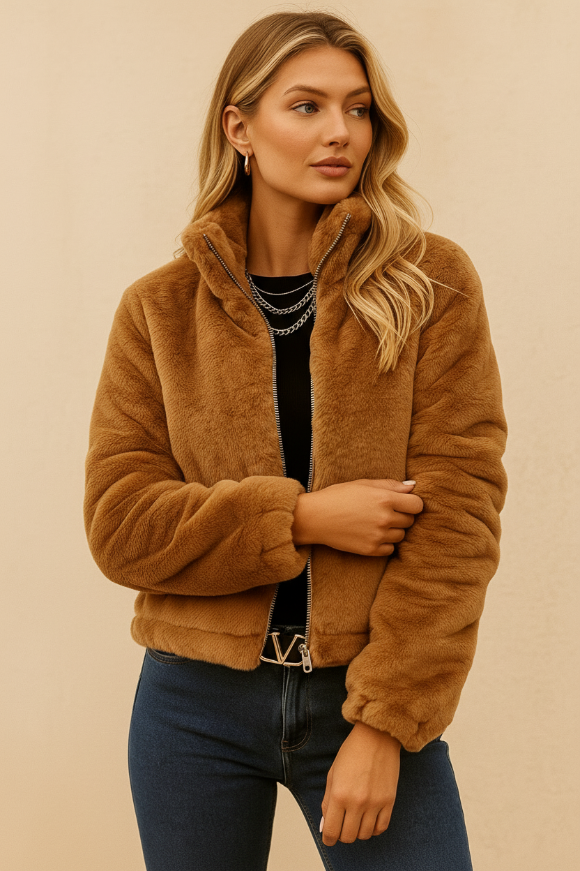 Beliana - Zachte Teddy Jas met Rits – Warm, Trendy & Tijdloos