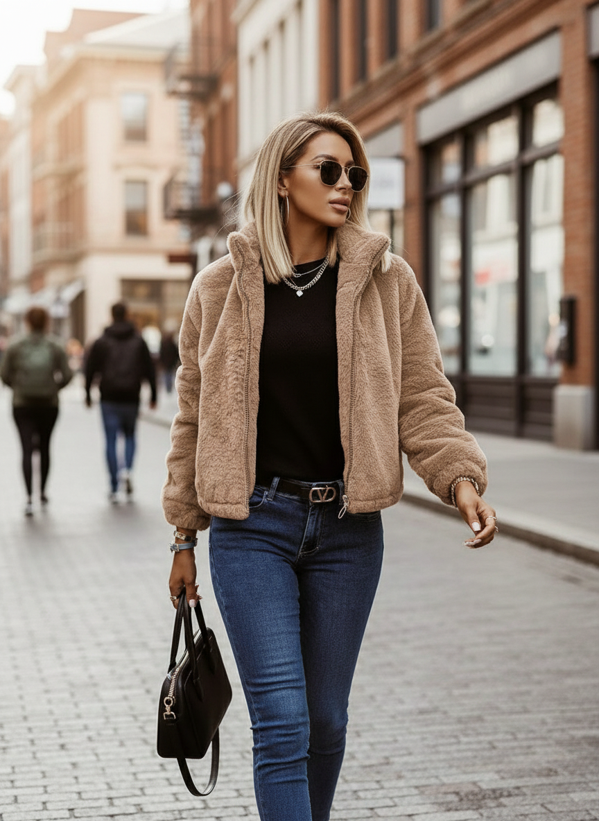 Beliana - Zachte Teddy Jas met Rits – Warm, Trendy & Tijdloos