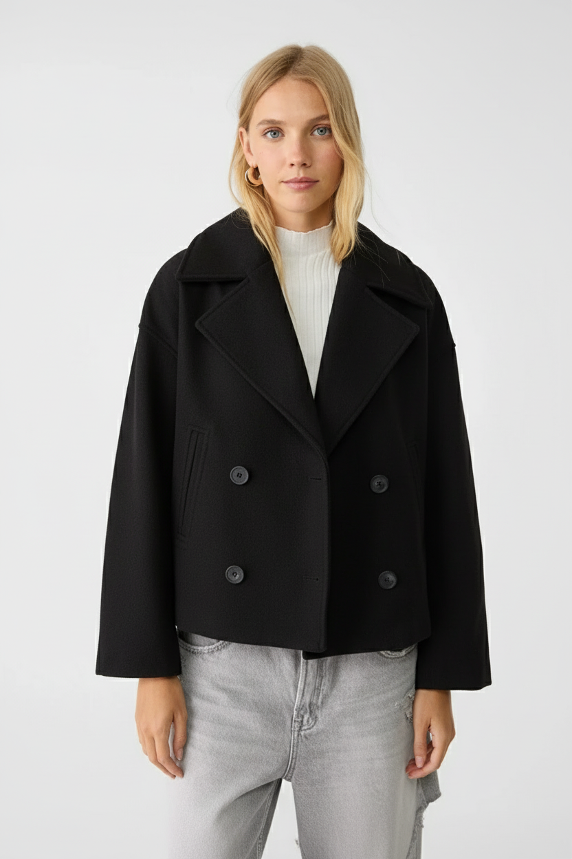 Birgit - Stijlvolle Korte Double-Breasted Jas