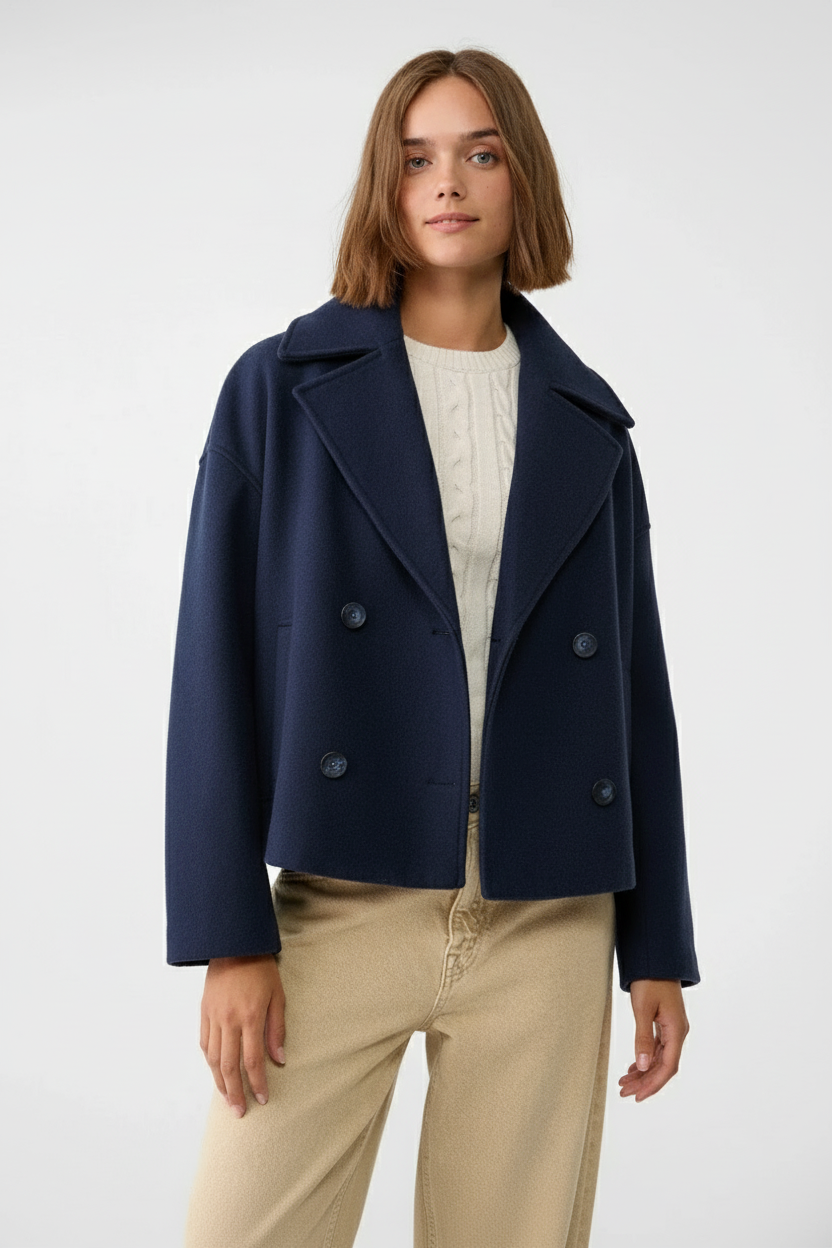 Birgit - Stijlvolle Korte Double-Breasted Jas