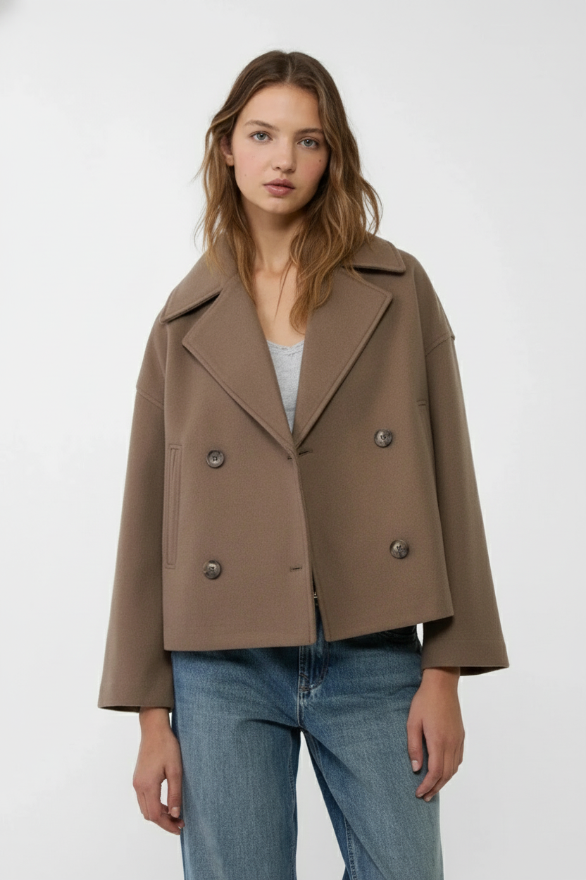 Birgit - Stijlvolle Korte Double-Breasted Jas