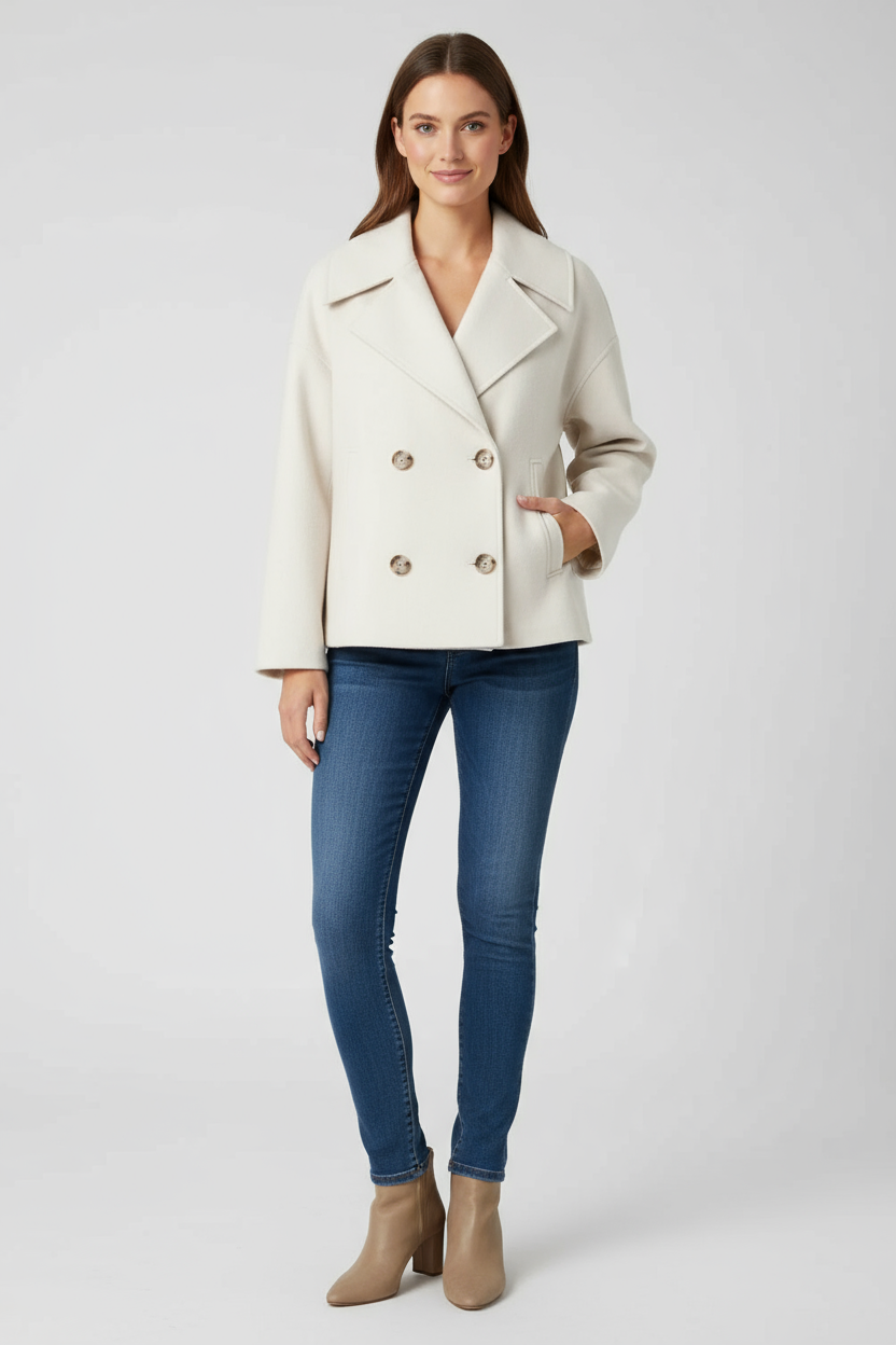 Birgit - Stijlvolle Korte Double-Breasted Jas