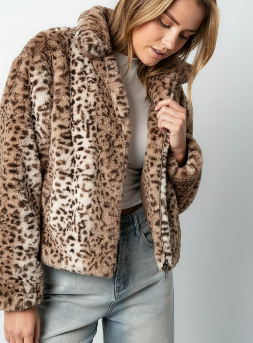 Dames Luipaardprint Jas – Stijlvol, Warm & Comfortabel