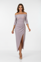 Off-Shoulder Avondjurk met Elegante Zijsplit