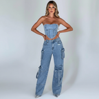 Loovay Varella Set, Cargo Denim Co-ord