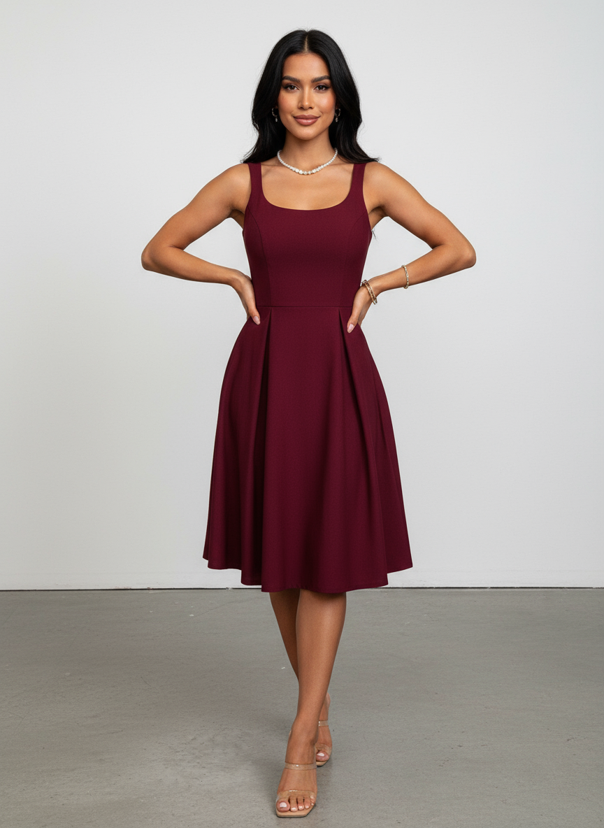 Livia - Mini Jurk met Vierkante Hals & Strikdetail