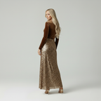 Elegante Avondjurk met Pailletten, Fluwelen V-Hals en Split