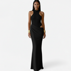 Loovay Averine Jurk, Hoge Hals Maxi Design