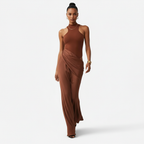 Loovay Averine Jurk, Hoge Hals Maxi Design
