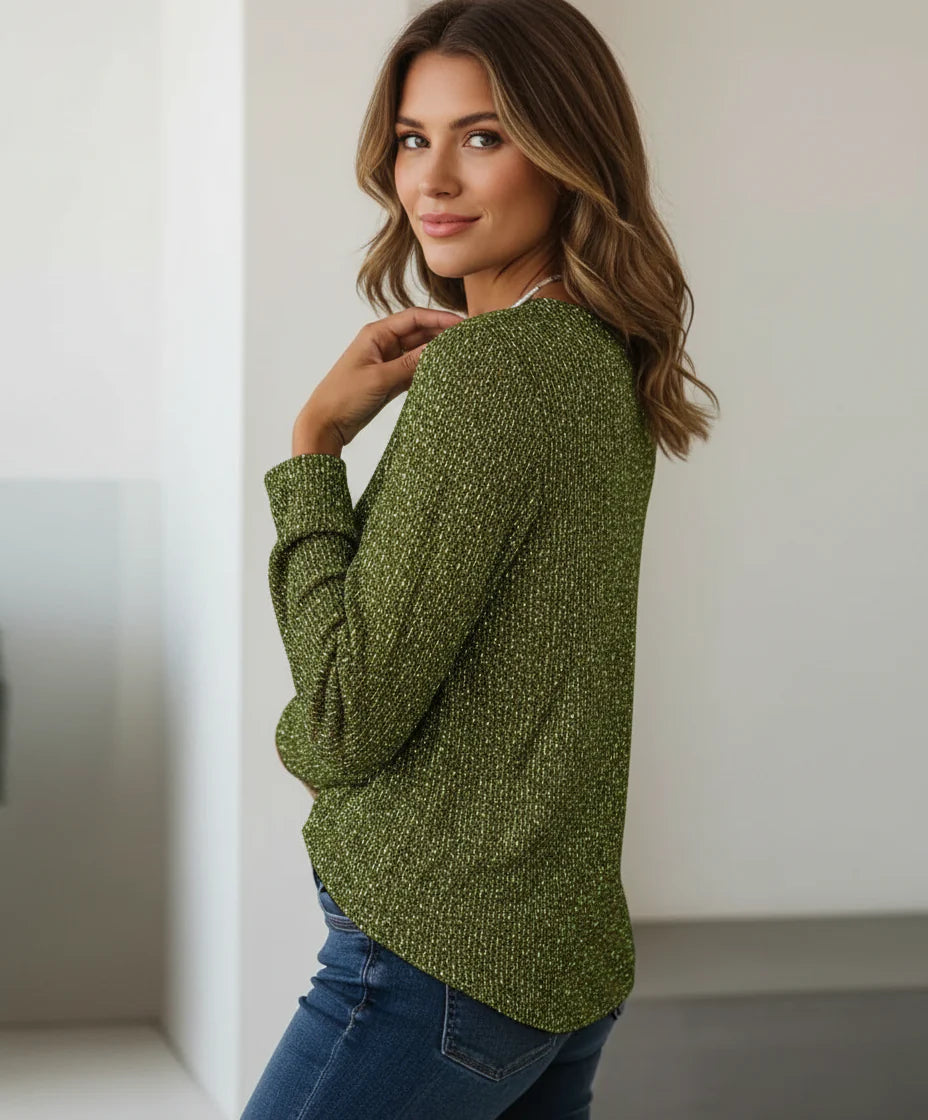 Glamour Sparkle V-hals Top voor Dames