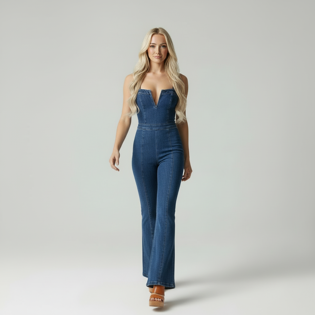 Loovay Denimora Jumpsuit, Flared Pijpen