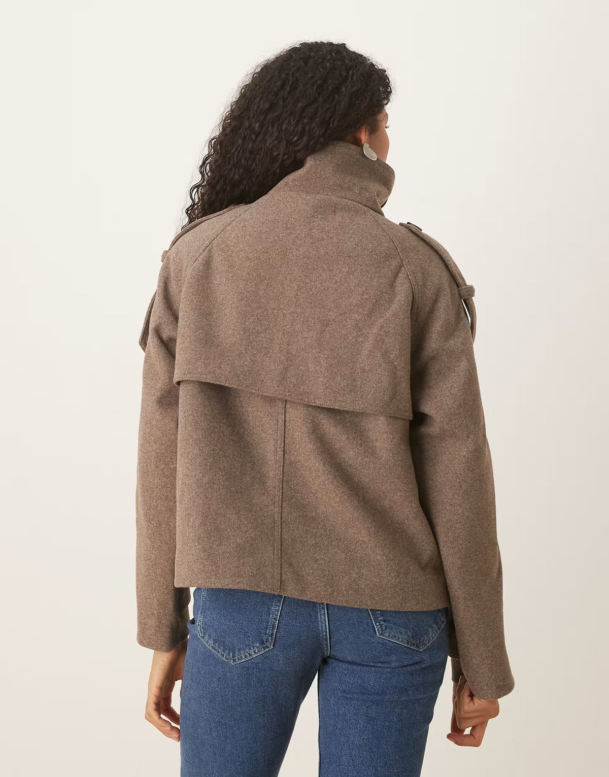 Loovay Camovée Korte Trenchcoat met Hoge Kraag