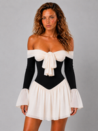 Loovay Elowen Off Shoulder Feestjurk met Strik