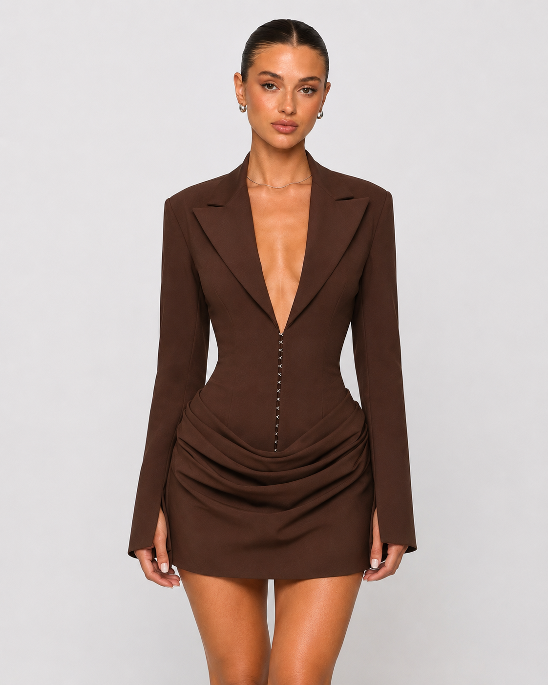 Loovay Audélise Blazer Mini Jurk met Drapering