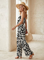 Loovay Abstract Leaf - Dames strapless set met wijde pijpen