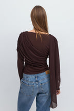 Loovay Savélora Top met Lange Mouwen en Drapering